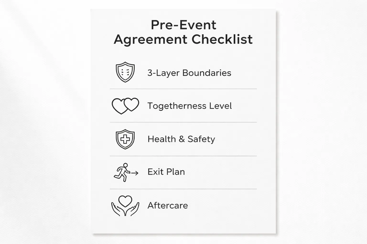 Pre-Event Agreement Checklist: Turning Boundaries Into Simple, Usable Rules